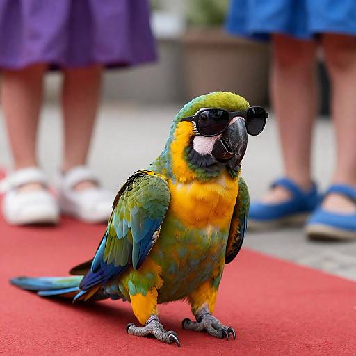 Stylish Parrot on Red Carpet