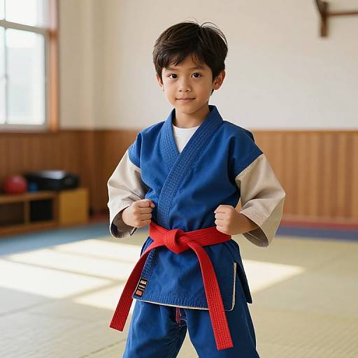 Young Boy in Karate Gi Pose