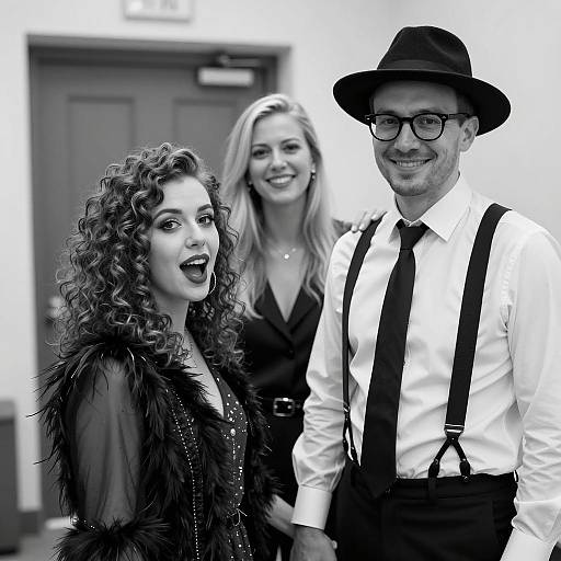 Elegant B&W Portrait of Three Individuals