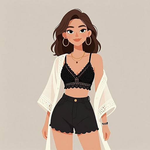 Bohemian Chic Smiling Woman Portrait