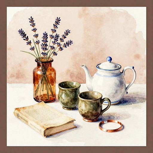 Cozy Watercolor Still Life Composition