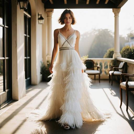 Elegant Runway Model in Sheer Gown
