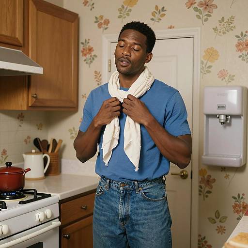 Mid-Century Kitchen Portrait of Black Man
