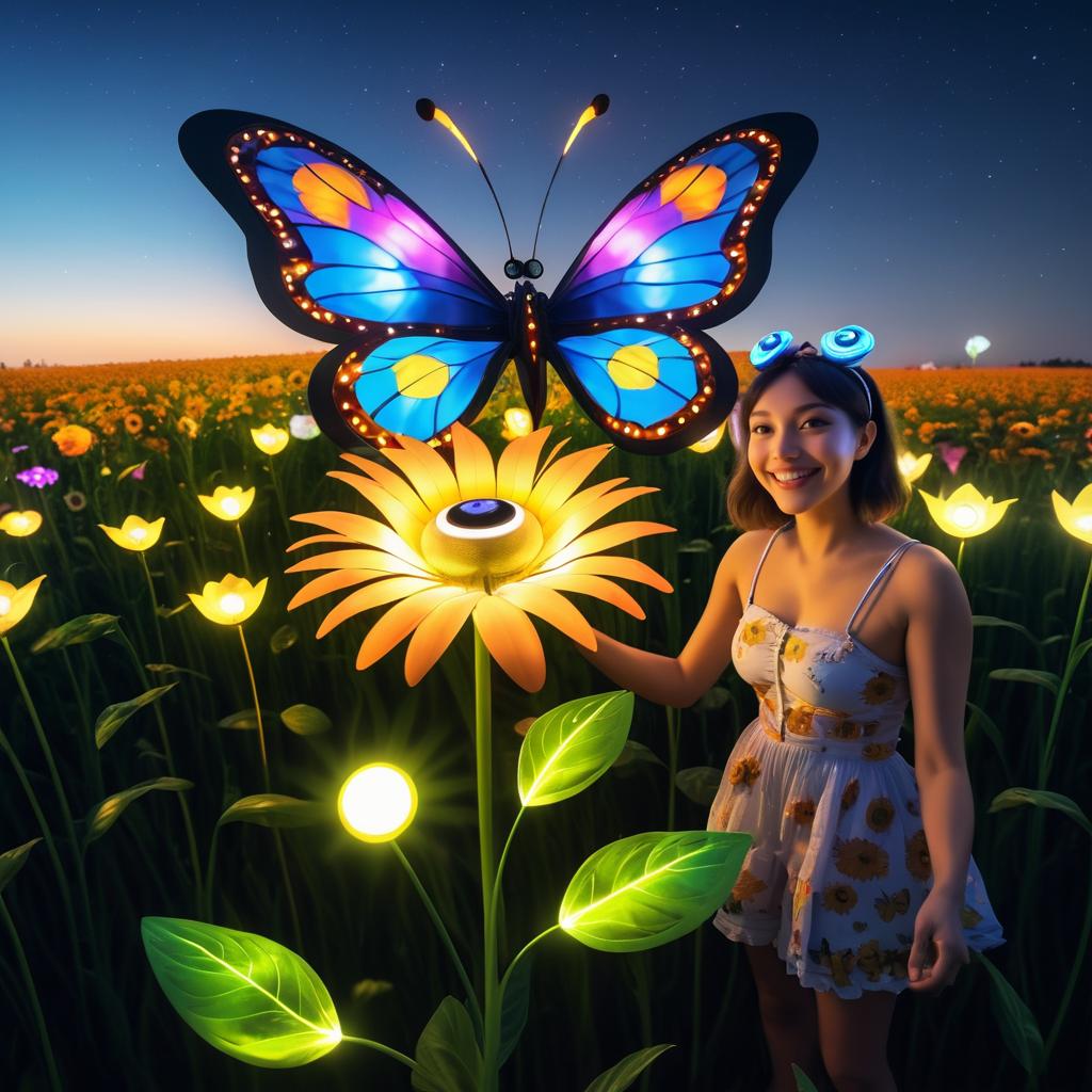 Surreal Giant Flower and Butterfly Delight