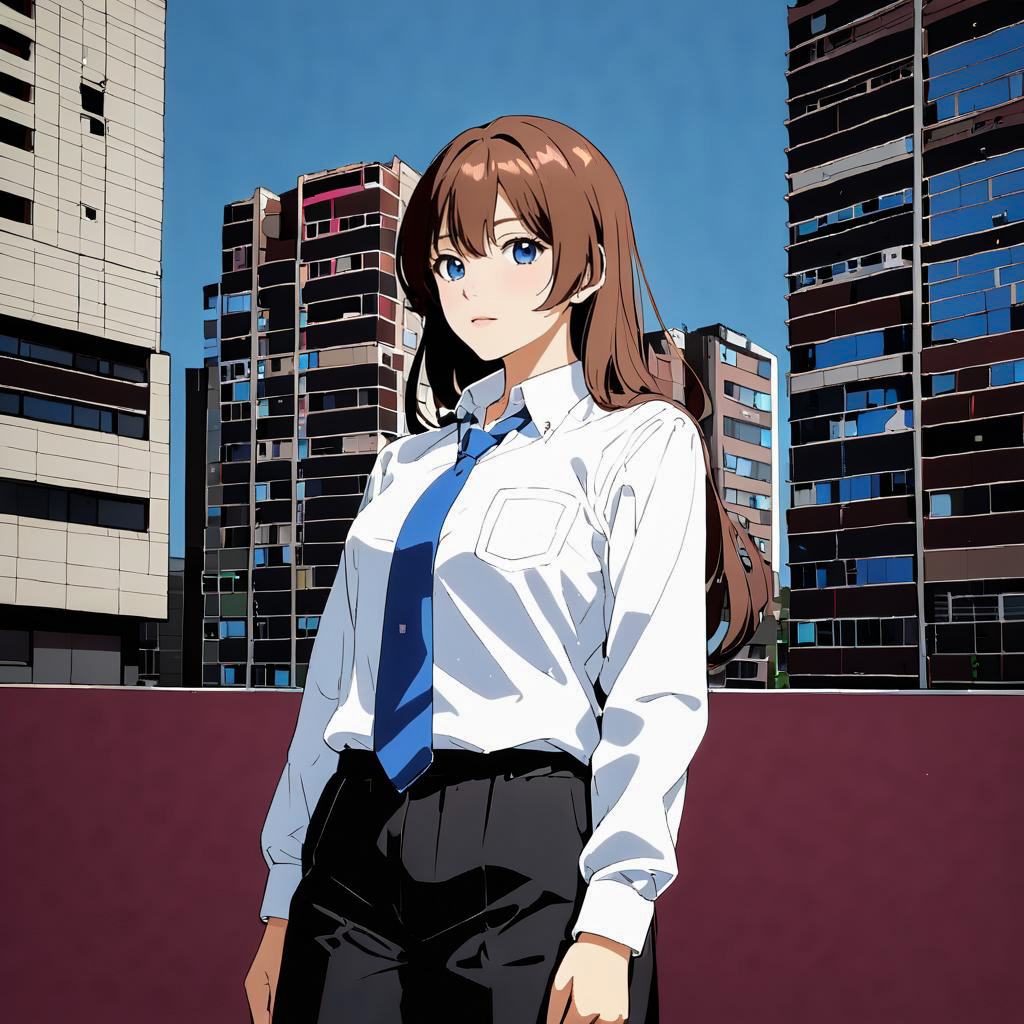 Pensive Student in Elegant School Uniform