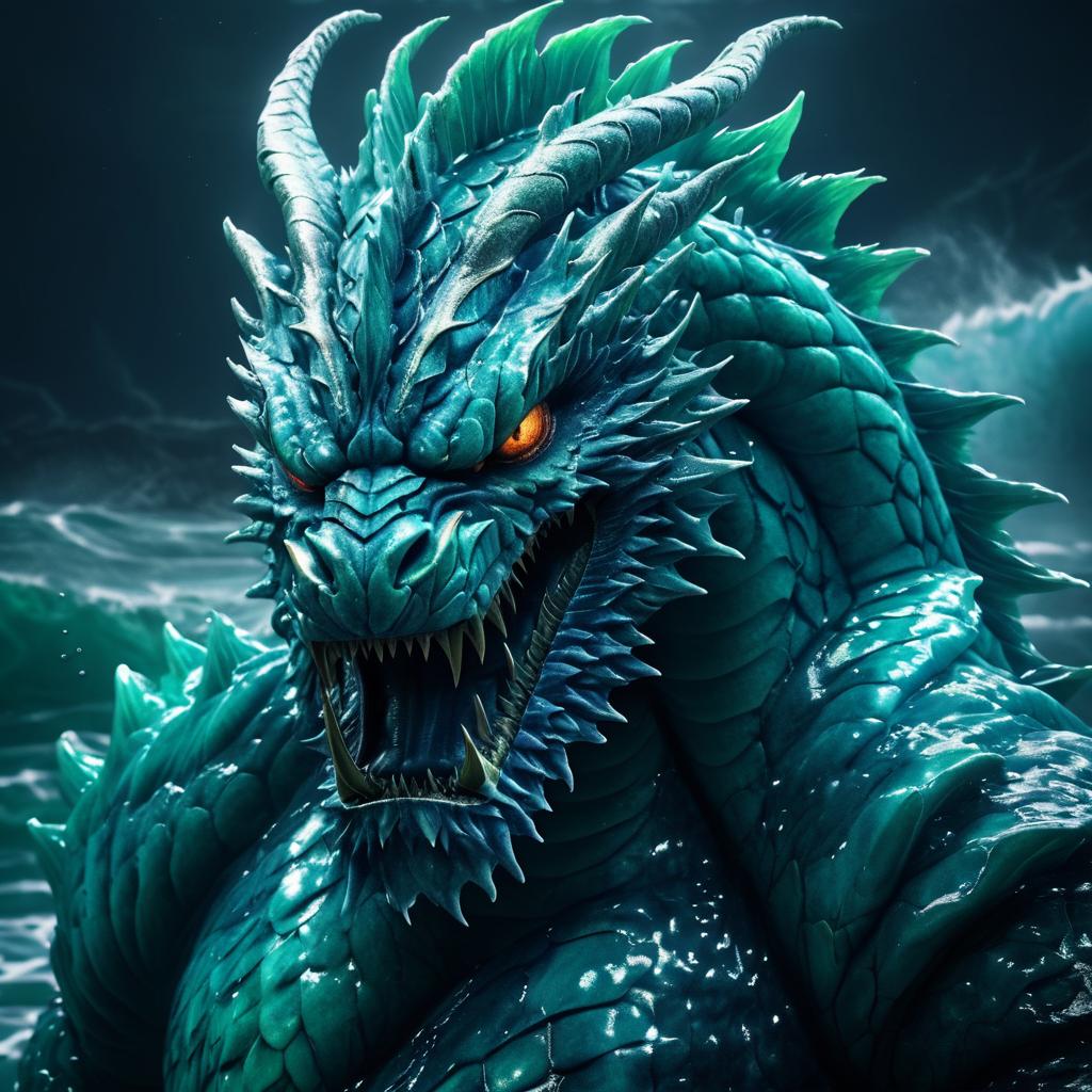 Intense Portrait of a Sea Serpent Monster