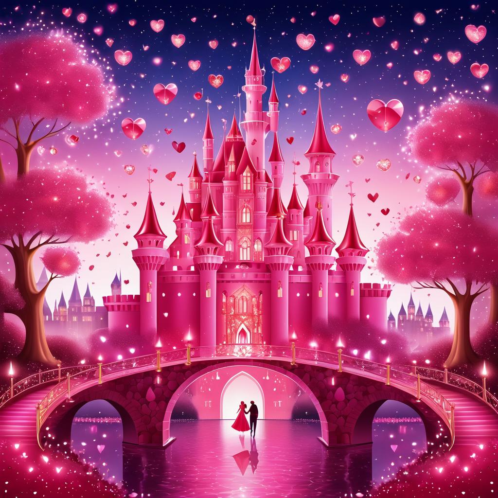 Enchanting Valentine's Day Castle Illustration