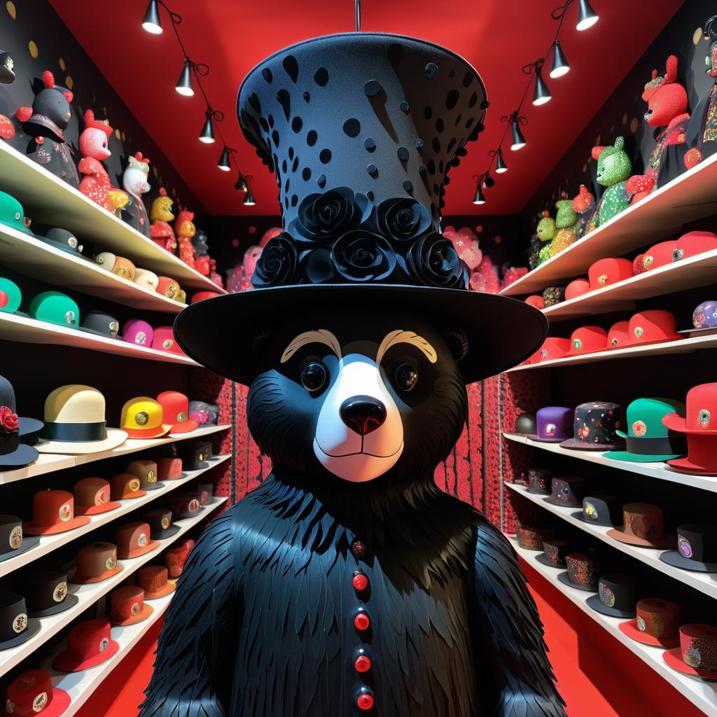 Creepy Bear in Haunted Hat Store