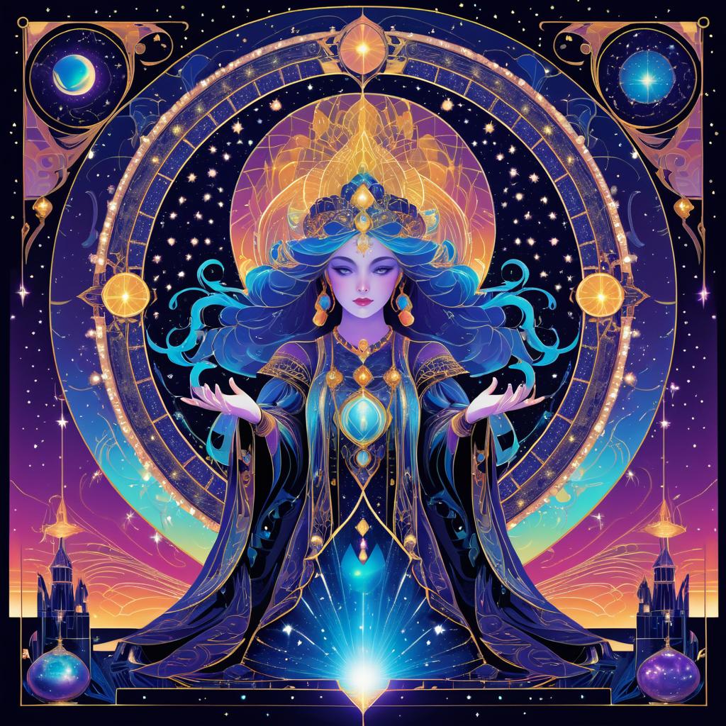 Celestial Oracle in Vintage Pixel Art