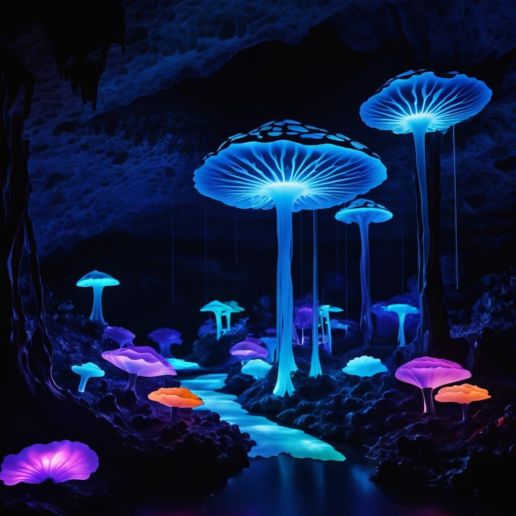 Bioluminescent Cave: Fungi Light Installation