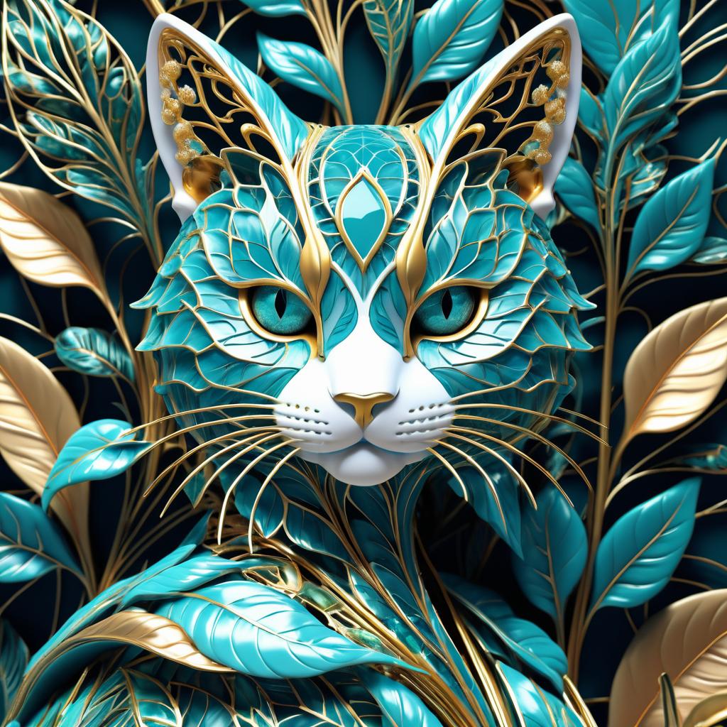 Ultra-Detailed Biomechanical Porcelain Cat Render