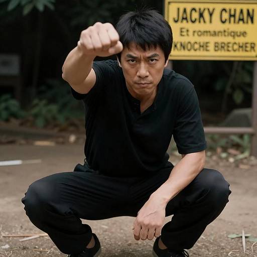 Dynamic Action Shot of Determined Fighter