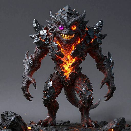Volcanic Magma Creature with Obsidian Armor