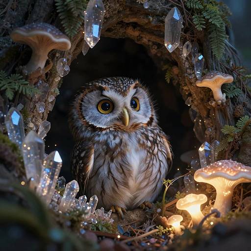Curious Pygmy Owl in Crystal Cavern