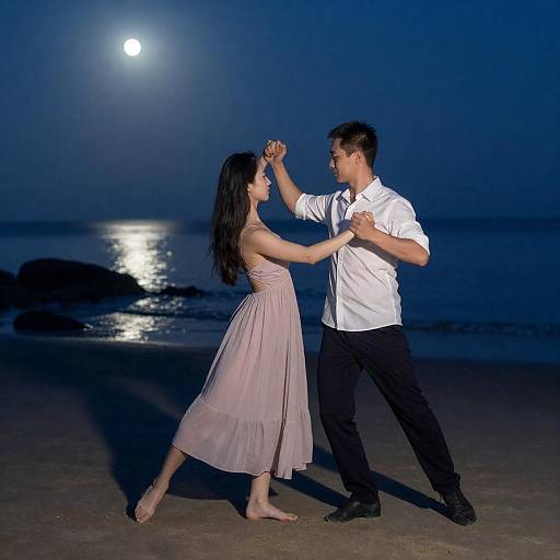 Moonlit Beach Dance Under Blue Moonlight