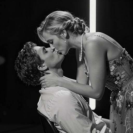 Black and White Romantic Kiss