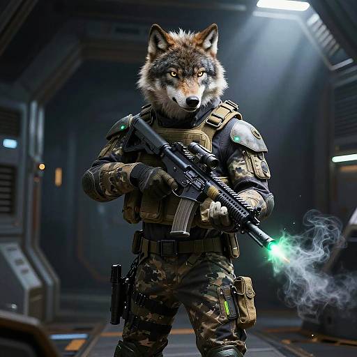 Arctic Wolf Commando in Neon Spaceship