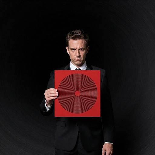 Man in Black Suit in Swirling Tunnel