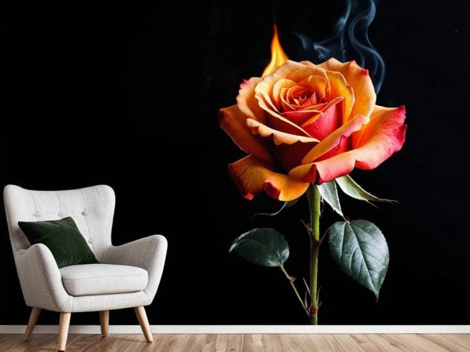 Fiery Rose Wallpaper Design