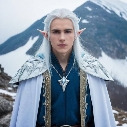 Ethereal Elf with Jewelry in Snowy Landscape