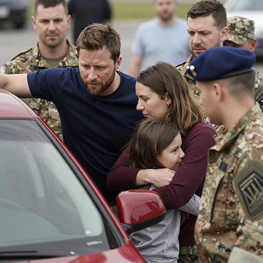 Emotional Family Reunion at Military Checkpoint