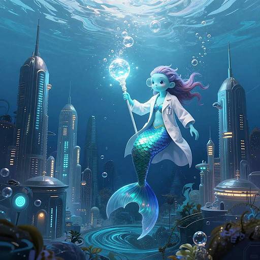 Futuristic Underwater Cityscape Digital Painting