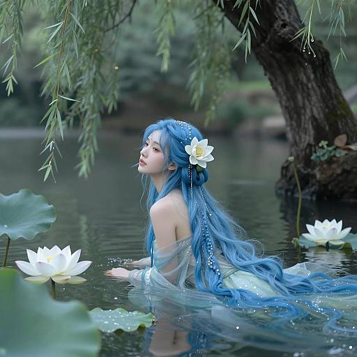 Mystical Water Nymph in Enchanted Lagoon