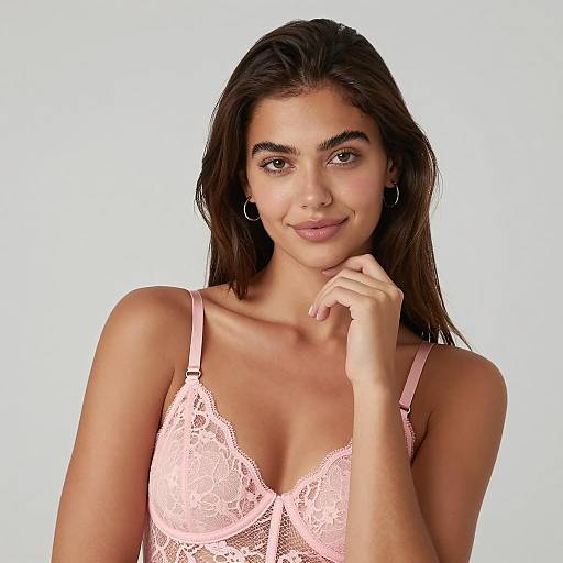 Confident Woman in Lace Bra Portrait