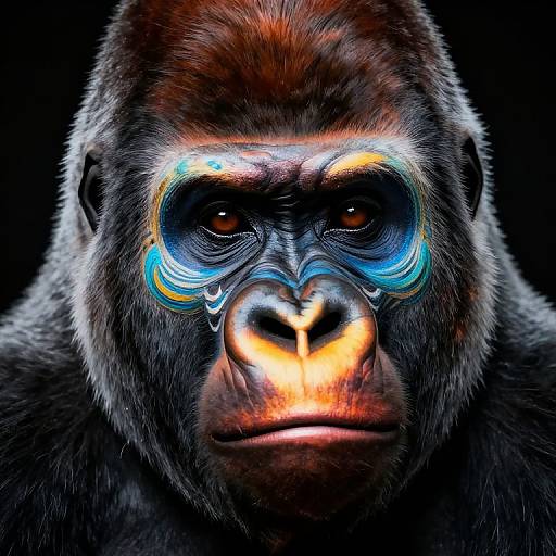 Vibrant Gorilla Makeup Artistry Close-Up