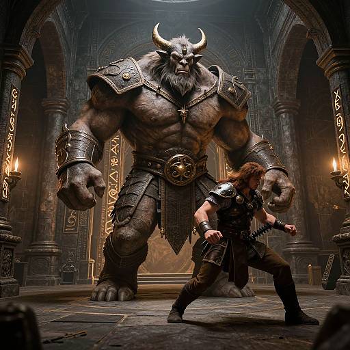 Minotaur vs Human Warrior Size Comparison