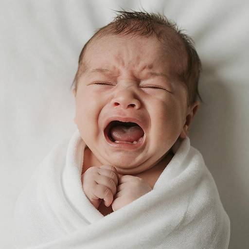 Emotive Close-Up of Crying Newborn