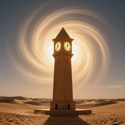 Ethereal Clock Tower in Desert Vortex