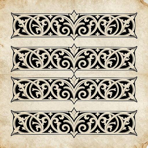 Gothic Scrollwork Pattern on Aged Parchment