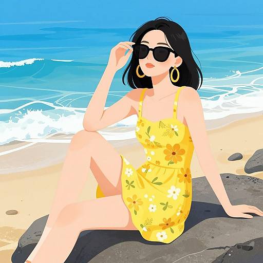 Trendy Summer Beachside Illustration