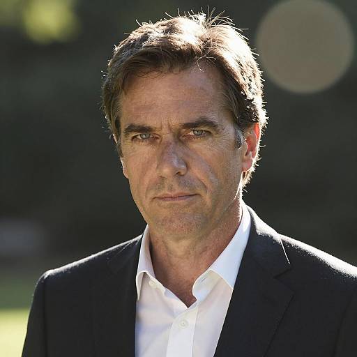 Serious Man in Black Suit Portrait