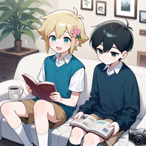 Boys with Flowers and Books Scene