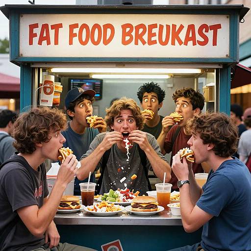 Hyper-Realistic Cartoon Roadside Breakfast