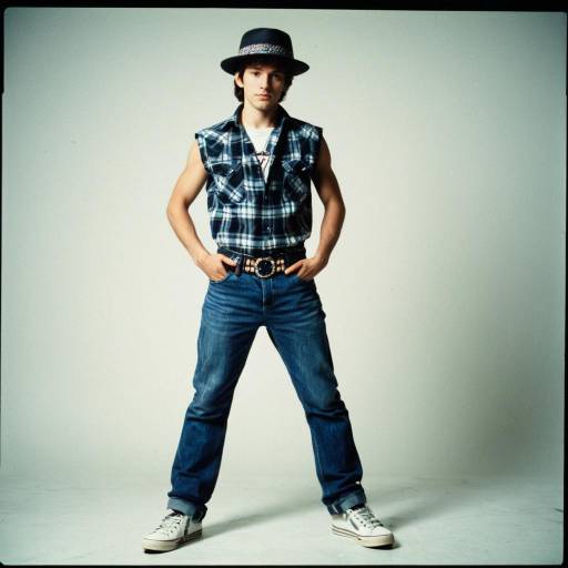 Teen Boy in Sleeveless Plaid Shirt and Fedora Hat