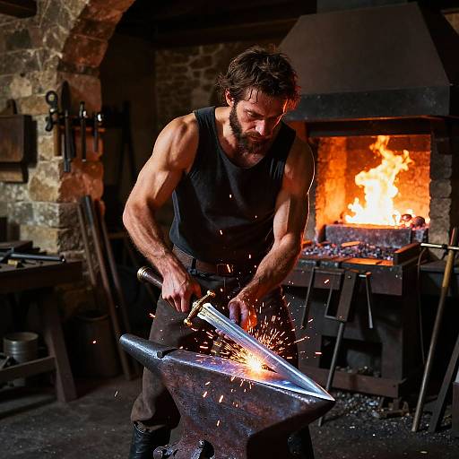 Legendary Blacksmith Forging Sword