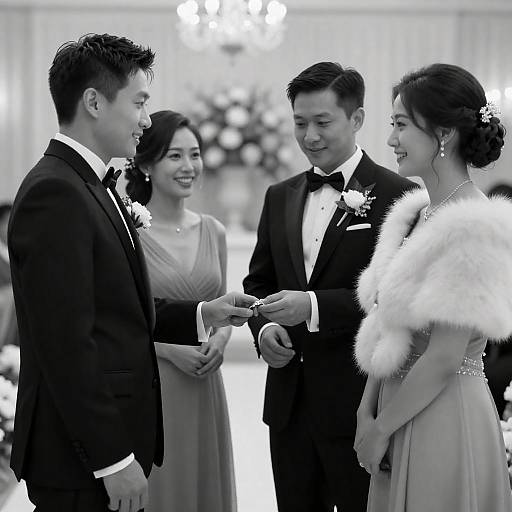 Black and White Formal Wedding Exchange