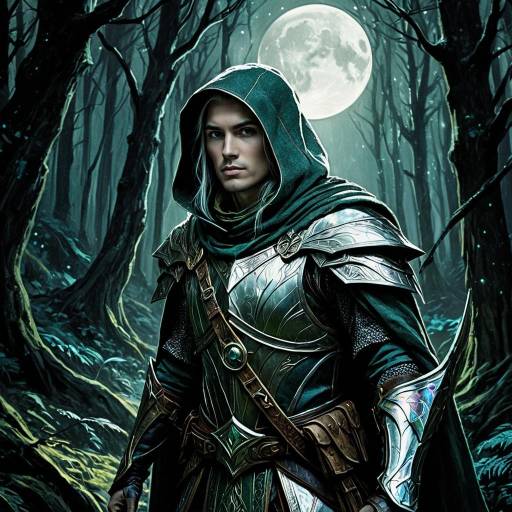 Futuristic Elven Ranger in Enchanted Forest