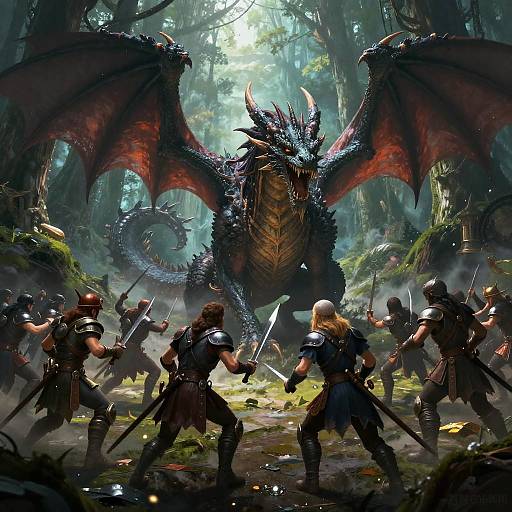 Epic Dragon Battle in Enchanted Forest