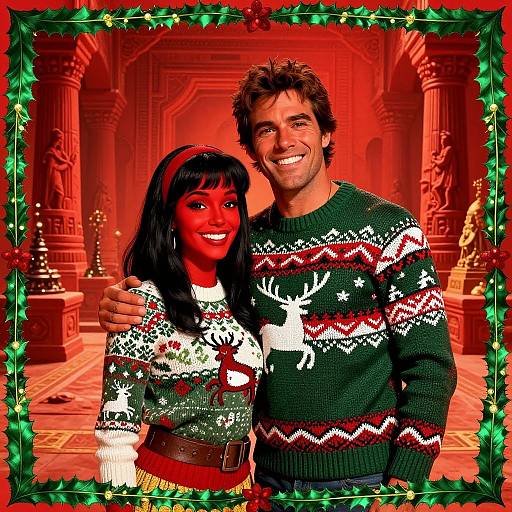 Martian Couple's Festive Christmas Portrait