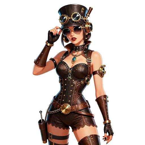 Steampunk Synthwave Erotic Woman