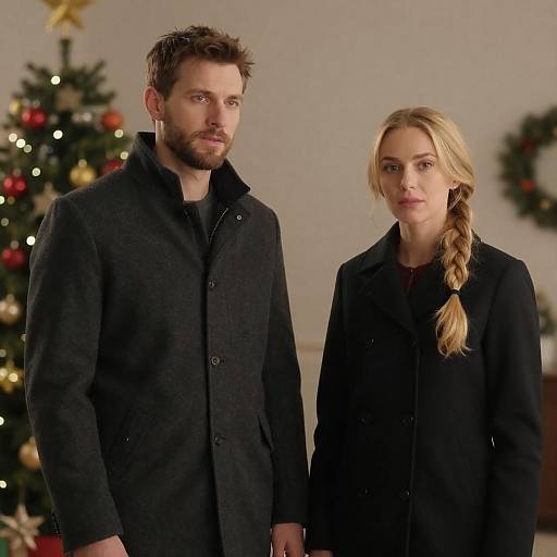 Warm Indoor Christmas Couple Portrait