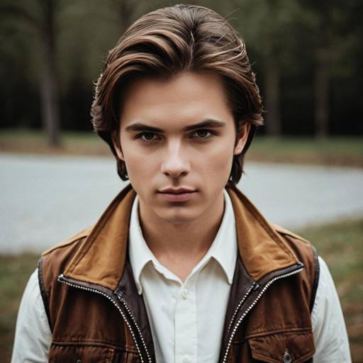 Young Man in Brown Vest Outdoors