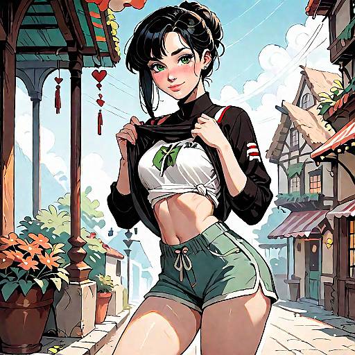 Stylish Italian Woman in Village