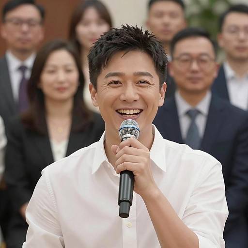 Dynamic Male Singer in Concert Setting