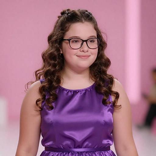 Young Girl in Purple Dress with Glasses