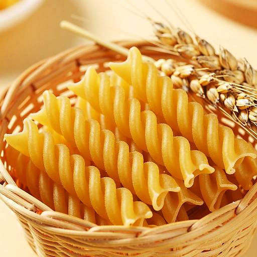 Close-Up of Wicker Basket with Pasta
